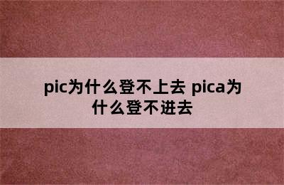 pic为什么登不上去 pica为什么登不进去